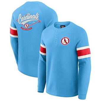 Men's Darius Rucker Collection by Fanatics Light Blue St. Louis Cardinals Waffle-Knit Raglan Long Sleeve Henley T-Shirt