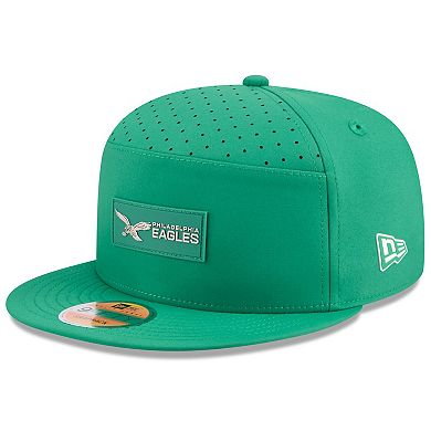 Men's New Era Kelly Green Philadelphia Eagles 2025 Sideline Throwback Split Panel 9FIFTY Snapback Hat