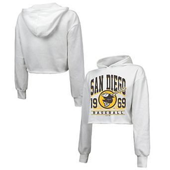 Women's Majestic Threads White San Diego Padres Cropped Have A Field Day Tri-Blend Hoodie