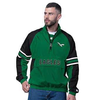 Men's Starter Kelly Green Philadelphia Eagles Vintage Logo Prospect Half-Zip Pullover