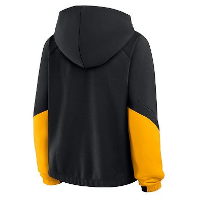 Women's Fanatics Black Pittsburgh Steelers Oversized Redzone Bubble Screen Pullover Hoodie
