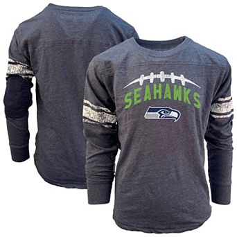 Youth Wes & Willy College Navy Seattle Seahawks Football Long Sleeve T-Shirt