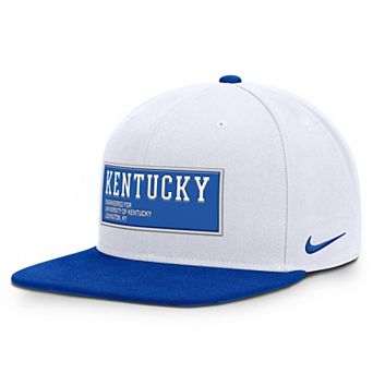Men's Nike White/Royal Kentucky Wildcats 2025 On-Field Patch Pro Dri-FIT Snapback Hat