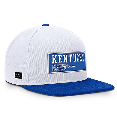 Men's Nike White/Royal Kentucky Wildcats 2025 On-Field Patch Pro Dri-FIT Snapback Hat
