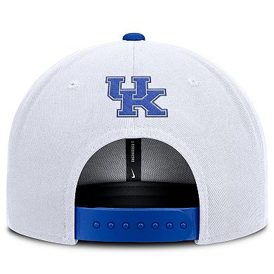 Men's Nike White/Royal Kentucky Wildcats 2025 On-Field Patch Pro Dri-FIT Snapback Hat