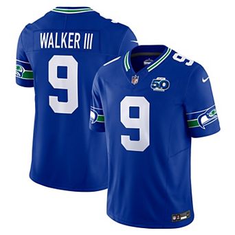 Men's Nike Kenneth Walker III Royal Seattle Seahawks 50th Season Vapor F.U.S.E. Limited Jersey