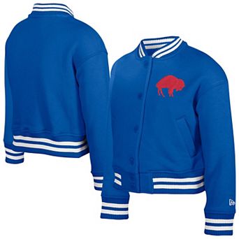 Youth New Era Royal Buffalo Bills Throwback Chenille Applique Fleece Full-Snap Jacket