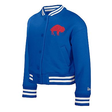 Youth New Era Royal Buffalo Bills Throwback Chenille Applique Fleece Full-Snap Jacket