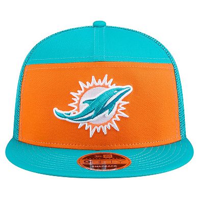 Men's New Era Orange/Aqua Miami Dolphins Outdoor Split Panel 9FIFTY Snapback Hat