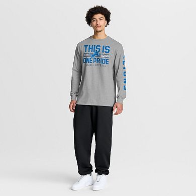 Men's Fanatics Heather Gray Detroit Lions Hometown Sweep Legacy Long Sleeve T-Shirt