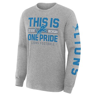 Men's Fanatics Heather Gray Detroit Lions Hometown Sweep Legacy Long Sleeve T-Shirt