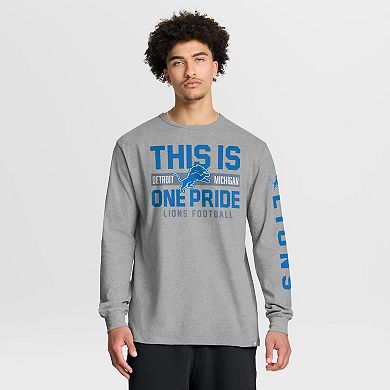 Men's Fanatics Heather Gray Detroit Lions Hometown Sweep Legacy Long Sleeve T-Shirt