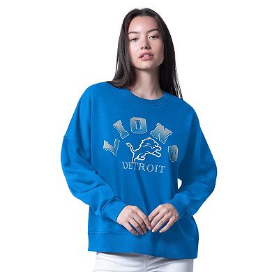 Women's G-III 4Her by Carl Banks Blue Detroit Lions Oversized Feud Sweatshirt