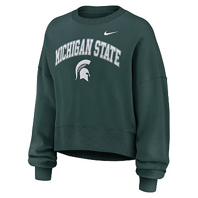 Women's Nike Green Michigan State Spartans Oversized Phoenix Arch Pullover Sweatshirt