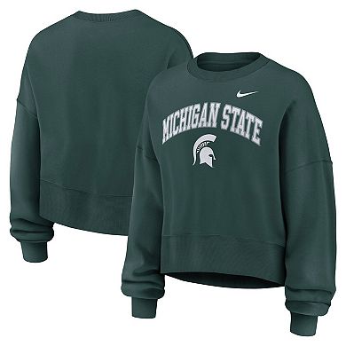 Women's Nike Green Michigan State Spartans Oversized Phoenix Arch Pullover Sweatshirt