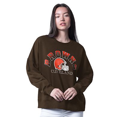 Women's G-III 4Her by Carl Banks Brown Cleveland Browns Oversized Feud Sweatshirt