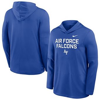 Men's Nike Royal Air Force Falcons 2025 Sideline Dri-FIT Long Sleeve Hoodie T-Shirt