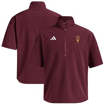 Men's adidas Maroon Arizona State Sun Devils Woven Quarter-Zip Short Sleeve Pullover