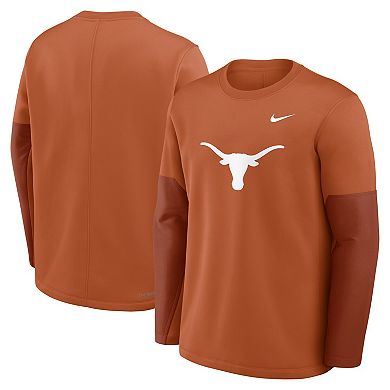 Men's Nike Texas Orange Texas Longhorns 2025 Sideline Coach Performance Long Sleeve T-Shirt