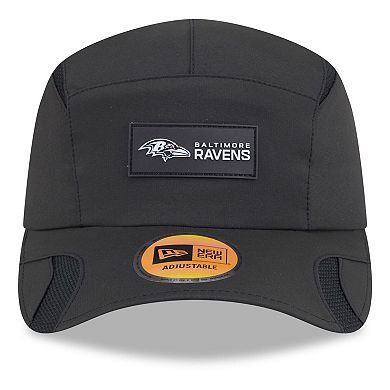 Men's New Era Black Baltimore Ravens 2025 Sideline Runner Adjustable Hat