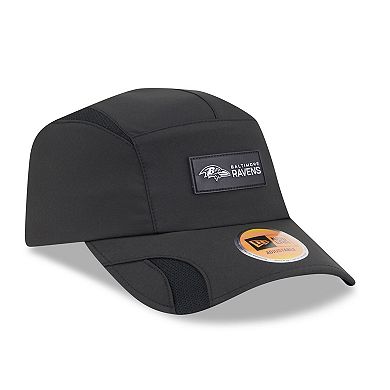 Men's New Era Black Baltimore Ravens 2025 Sideline Runner Adjustable Hat