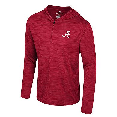 Men's Colosseum Crimson Alabama Crimson Tide Always Sunny Lightweight Quarter-Zip Hoodie