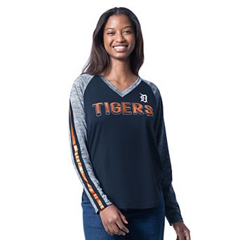 Women's G-III 4Her by Carl Banks Navy Detroit Tigers Top Dog Raglan Long Sleeve V-Neck T-Shirt