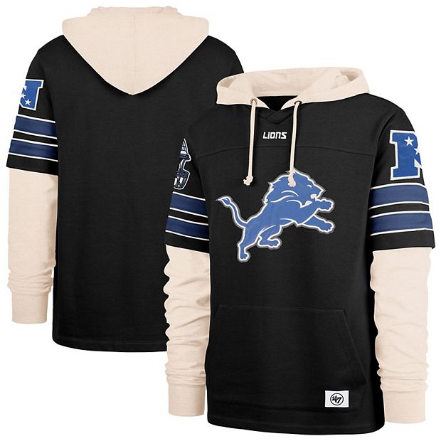 Men's '47 Black Detroit Lions Split Zone Cornerback Duo Hoodie