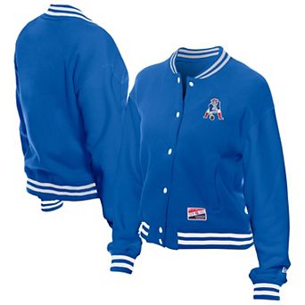 Women's New Era Royal New England Patriots Throwback Fleece Full-Snap Jacket