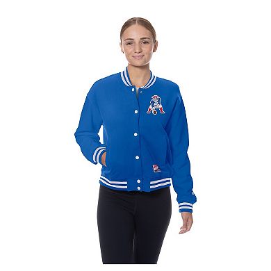 Women's New Era Royal New England Patriots Throwback Fleece Full-Snap Jacket