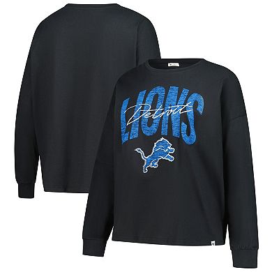 Women's '47 Black Detroit Lions Plus Size Muse Sydney Long Sleeve T-Shirt
