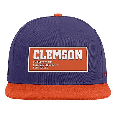 Men's Nike Purple/Orange Clemson Tigers 2025 On-Field Patch Pro Dri-FIT Snapback Hat