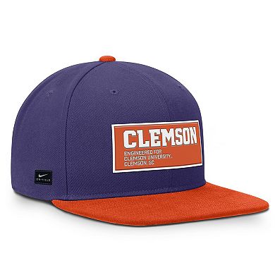 Men's Nike Purple/Orange Clemson Tigers 2025 On-Field Patch Pro Dri-FIT Snapback Hat