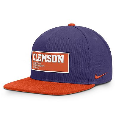 Men's Nike Purple/Orange Clemson Tigers 2025 On-Field Patch Pro Dri-FIT Snapback Hat