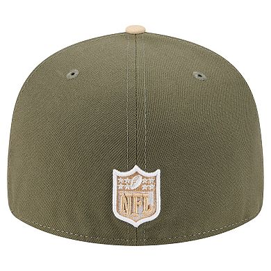 Men's New Era Light Beige/Olive Las Vegas Raiders Two-Tone Color Pack Split Panel 59FIFTY Fitted Hat