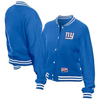 Women's New Era Royal New York Giants Throwback Fleece Full-Snap Jacket