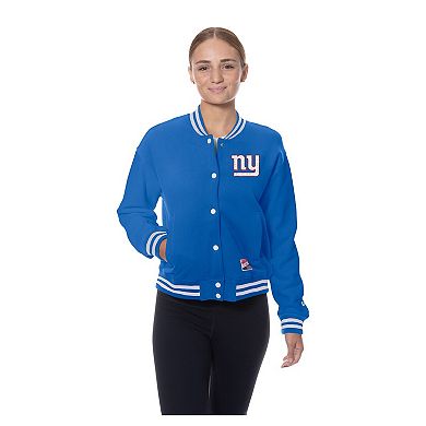 Women's New Era Royal New York Giants Throwback Fleece Full-Snap Jacket