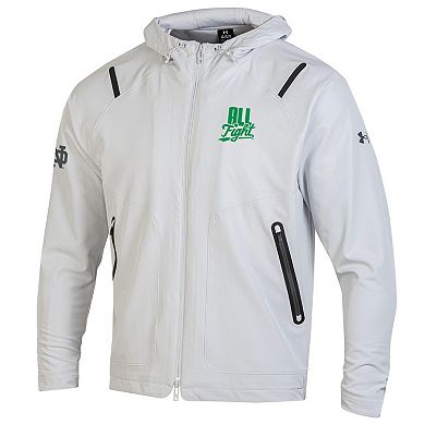 Men's Under Armour White Notre Dame Fighting Irish All Fight Unstoppable Full-Zip Hooded Jacket