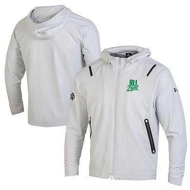 Men's Under Armour White Notre Dame Fighting Irish All Fight Unstoppable Full-Zip Hooded Jacket