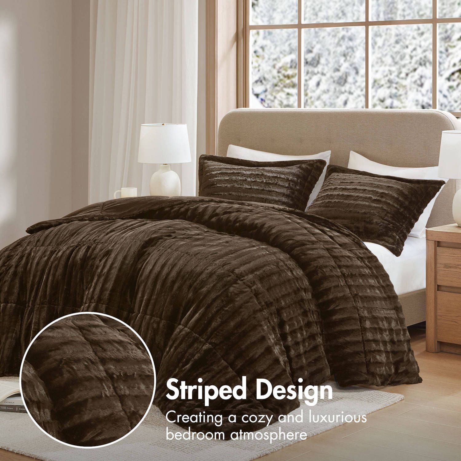 Madison Park Duke Faux Fur Comforter - Thumbnail 2