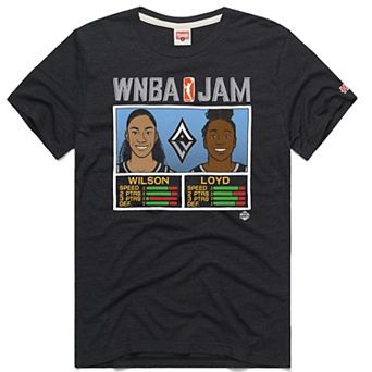 Unisex Homage A'ja Wilson & Jewell Loyd Charcoal Las Vegas Aces WNBA Jam Tri-Blend T-Shirt