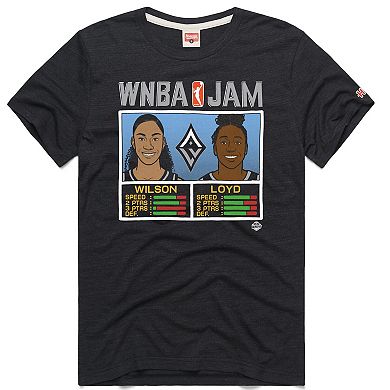 Unisex Homage A'ja Wilson & Jewell Loyd Charcoal Las Vegas Aces WNBA Jam Tri-Blend T-Shirt