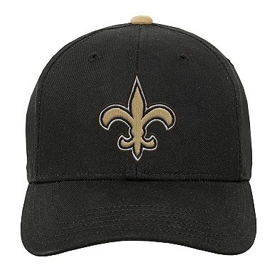 Youth Outerstuff Black New Orleans Saints Team Pre-Curved Adjustable Hat