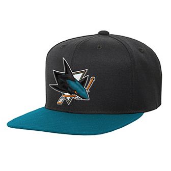 Youth Mitchell & Ness Black/Teal San Jose Sharks Core Team Two-Tone Snapback Hat