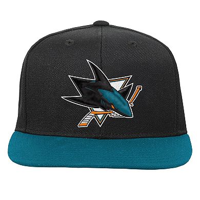 Youth Mitchell & Ness Black/Teal San Jose Sharks Core Team Two-Tone Snapback Hat