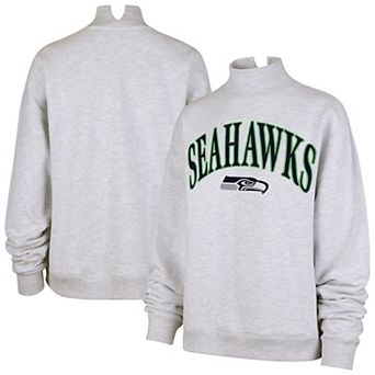 Women's '47 Heather Gray Seattle Seahawks Vantage Mock Neck Pullover Sweatshirt