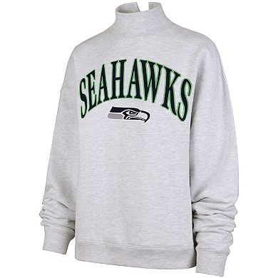 Women's '47 Heather Gray Seattle Seahawks Vantage Mock Neck Pullover Sweatshirt