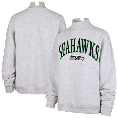 Women's '47 Heather Gray Seattle Seahawks Vantage Mock Neck Pullover Sweatshirt