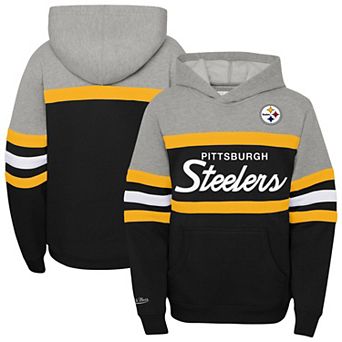 Youth Mitchell & Ness Black Pittsburgh Steelers Throwback Head Coach Pullover Hoodie