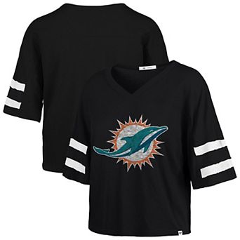 Women's '47 Black Miami Dolphins Premier Scout Cropped V-Neck T-Shirt